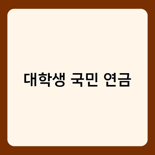 대학생 국민 연금
